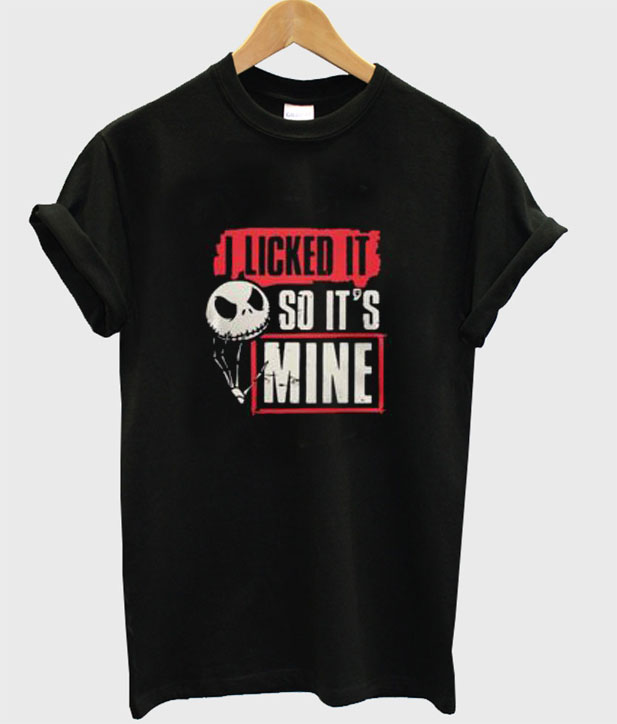 New I Licked It So It's Mine Funny Jack Skellington Halloween T-Shirt S-5XL 